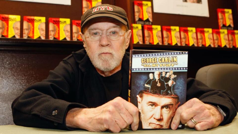 Comedian George Carlin poses as he promotes his new book “All My Stuff” at Barnes and Noble December 11, 2007 in Los Angeles, California. (Mark Mainz/Getty Images)