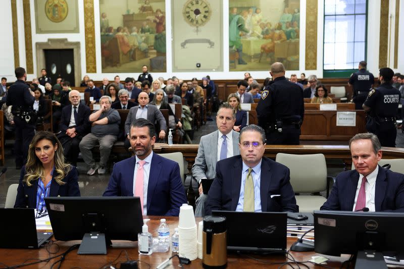 Donald Trump Jr. attends the Trump Organization civil fraud trial, in New York State Supreme Court in the Manhattan borough of New York City