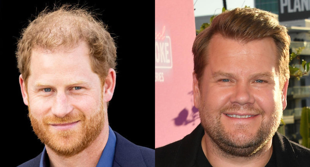 Prince Harry, left, and James Cordon, right, are good friends. 