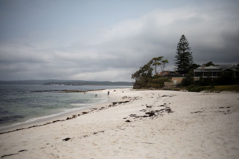 People enjoy the sea in Hyams Beach