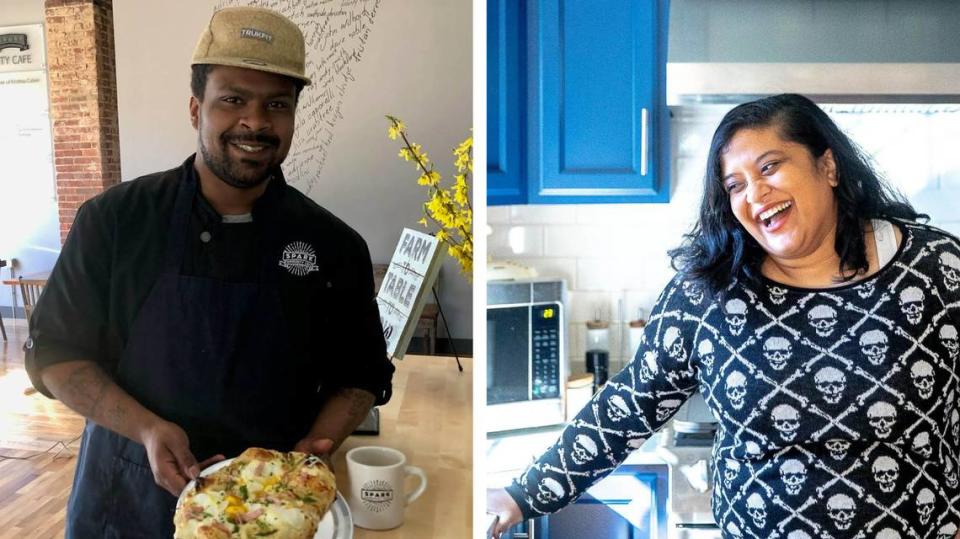 At, left, Chef Isaiah Screetch of Spark Community Cafe in Versailles, and Samantha Fore of Tuk Tuk Sri Lankan Bites are both semifinalists for James Beard awards.