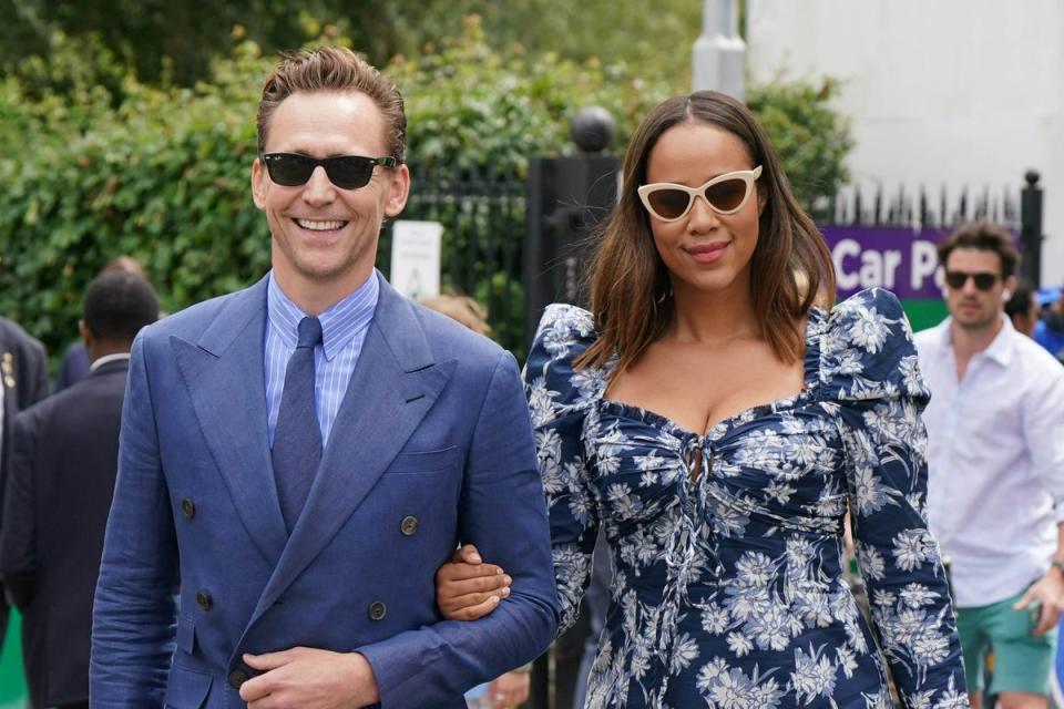 Tom Hiddleston and Zawe Ashton arriving at Wimbledon on Sunday (PA)