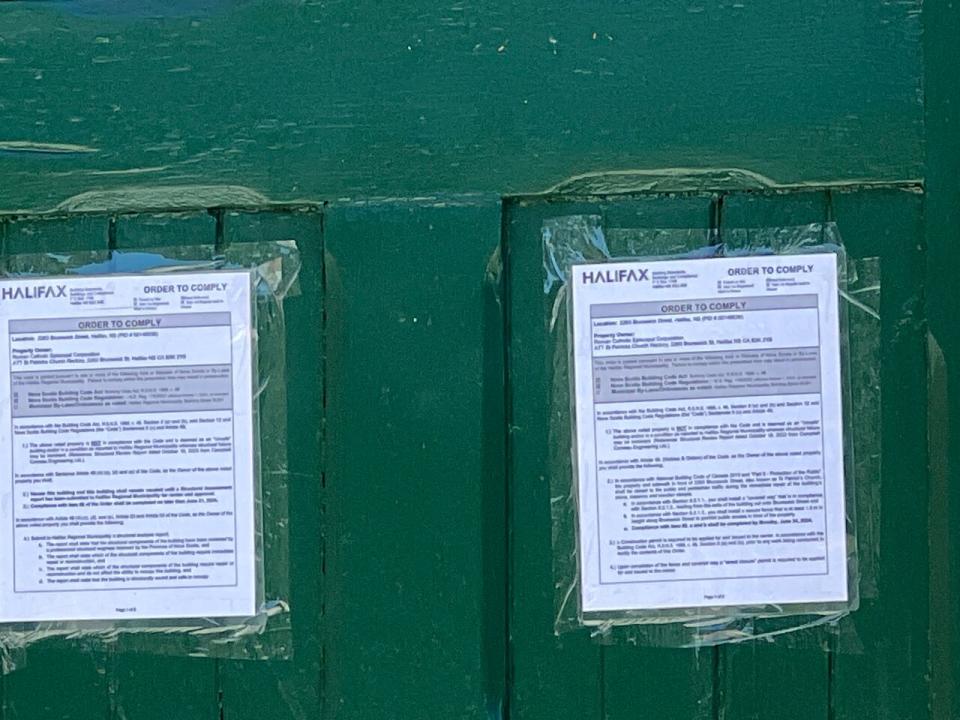 Visitors to the church on Friday were met with an order to comply from the municipality   posted on the church doors.