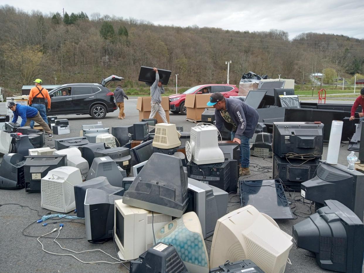 Mounds of one-time cutting-edge electronic technology of yesteryear collected was at the Wayne County Fairgrounds on Saturday, April 20, 2024, at another recycling event benefitting the Wayne County YMCA. The next electronics recycling event hosted by the Y is slated for Saturday, Oct. 5.