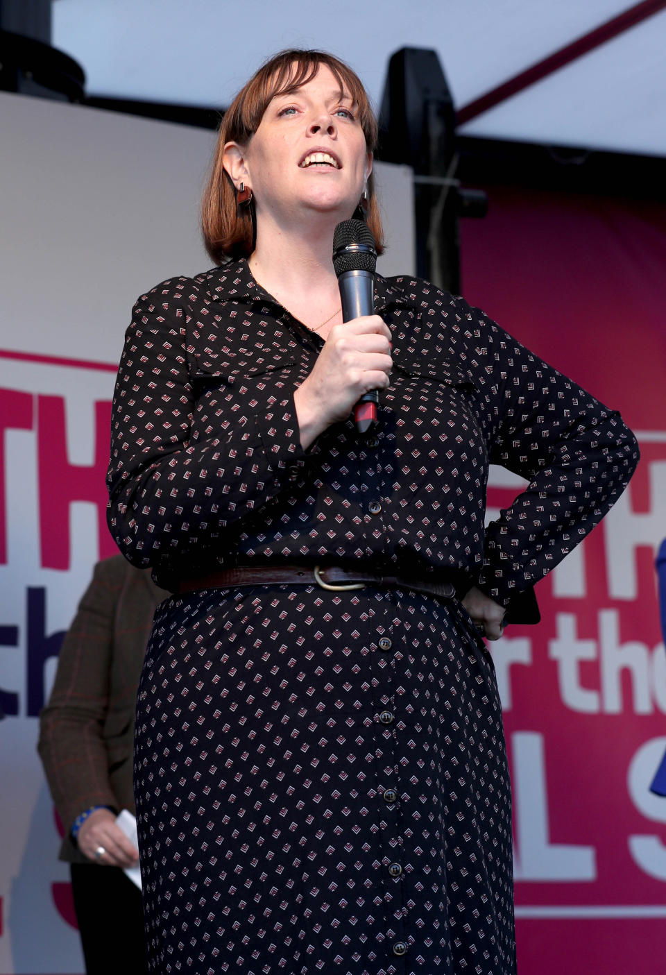 Labour MP Jess Phillips on stage during an anti-Brexit rally in Parliament Square in London, after it was announced that the Letwin amendment, which seeks to avoid a no-deal Brexit on October 31, was accepted, following Prime Minister Boris Johnson's statement in the House of Commons, on his new Brexit deal.