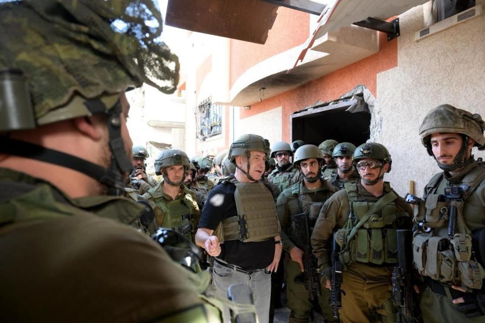 Prime Minister Benjamin Netanyahu, today visited in the Gaza Strip, where he received security briefings with commanders and soldiers and visited one of the tunnels that has been found (Avi Ohayon)