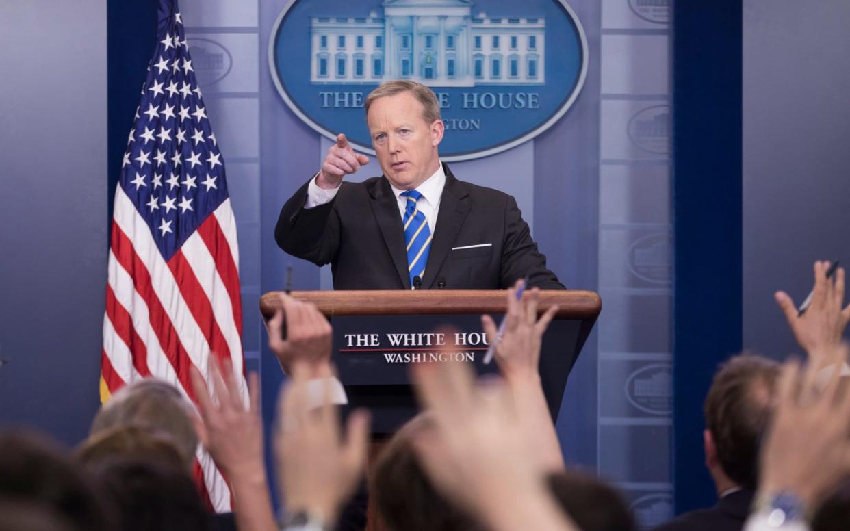 White House Press Secretary Sean Spicer takes a question during a news briefing - EPA