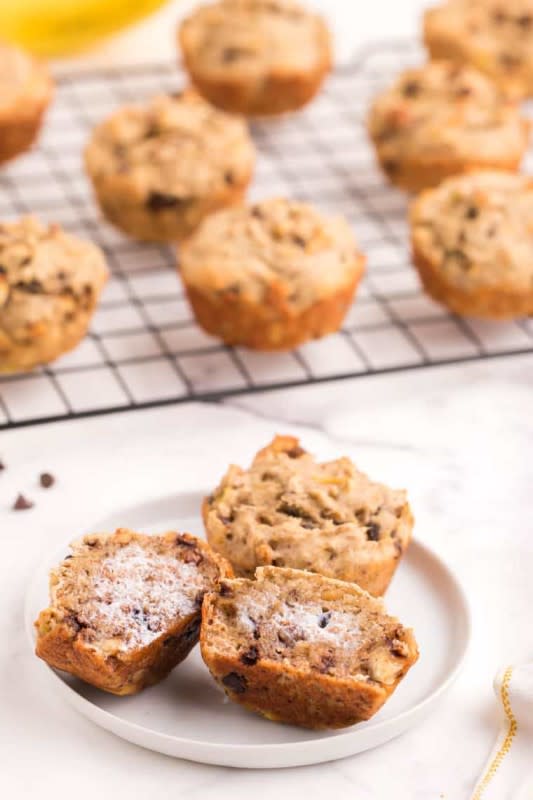 <p>Cupcakes & Kale Chips</p><p>Moist, tender, and full of walnuts, chocolate chips with the rich, nutty flavor of browned butter. Get the recipe: <a href="https://cupcakesandkalechips.com/gluten-free-banana-muffins/" rel="nofollow noopener" target="_blank" data-ylk="slk:Gluten-Free Banana Muffins;elm:context_link;itc:0;sec:content-canvas" class="link ">Gluten-Free Banana Muffins</a></p>