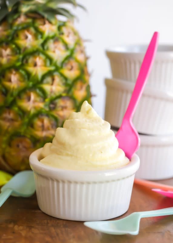 <p>L'il Luna</p><p>Cool, creamy and refreshing, all you need is three ingredients to make this Disney favorite at home.</p><p><strong>Get the recipe: <a href="https://lilluna.com/dole-whip/" rel="nofollow noopener" target="_blank" data-ylk="slk:Dole Whip;elm:context_link;itc:0;sec:content-canvas" class="link ">Dole Whip</a></strong></p>