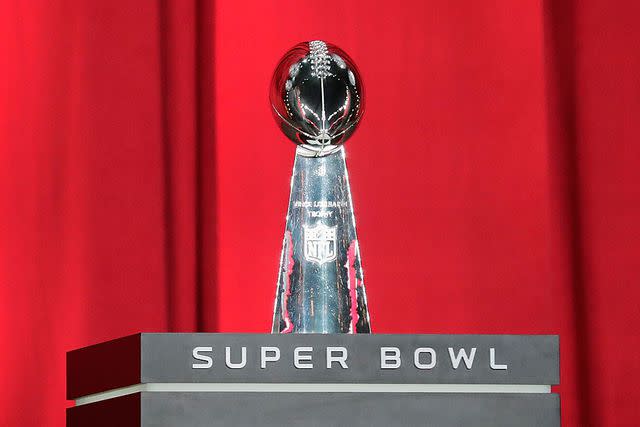 <p> Tim Warner/Getty Images</p> Super Bowl Vince Lombardi Trophy.