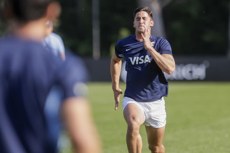 A toda velocidad, Lucio Cinti en uno de los entrenamientos de los Pumas antes del partido con Sudáfrica