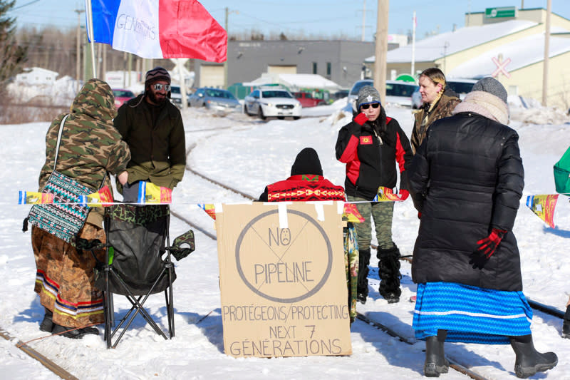 Protest in support of the indigenous Wet'suwet'en Nation's hereditary chiefs,in Moncton, New Brunswick