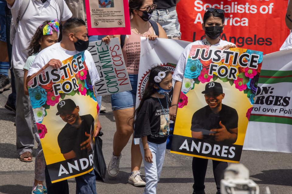 Protesters gathered after police shot and killed 18-year-old Andres Guardado in the back (AFP via Getty Images)