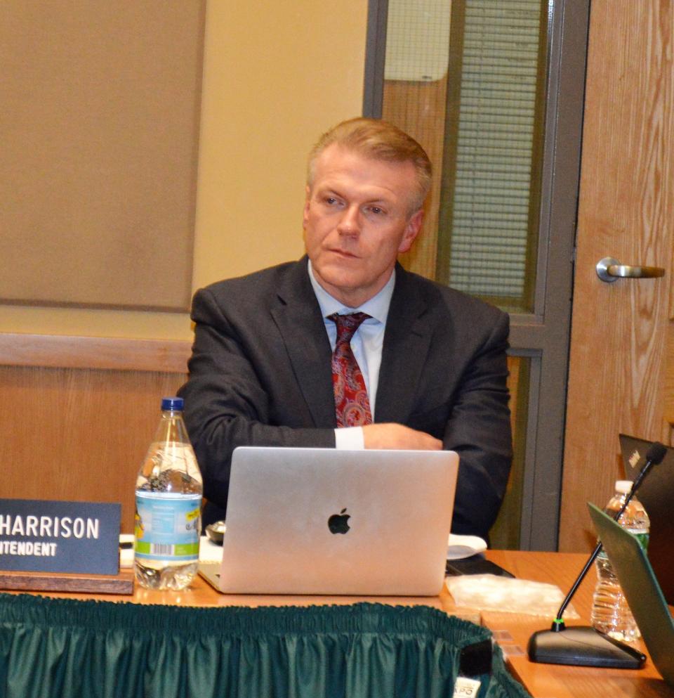 Irvington Superintendent of Schools Kristopher Harrison at the Jan. 22, 2019 school board meeting.