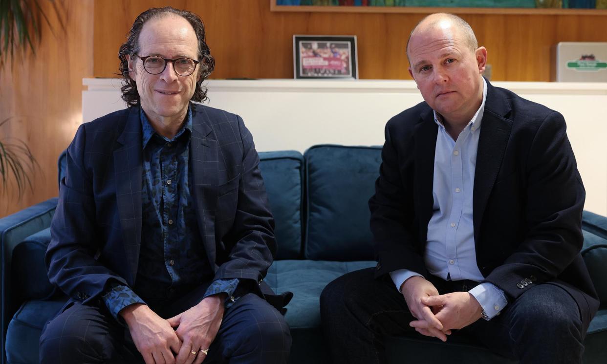 <span>Julian Richer, the business owner, left, and Paul Nowak, the general secretary of the TUC, called for more funding for HMRC tax investigations.</span><span>Photograph: Martin Godwin/The Guardian</span>
