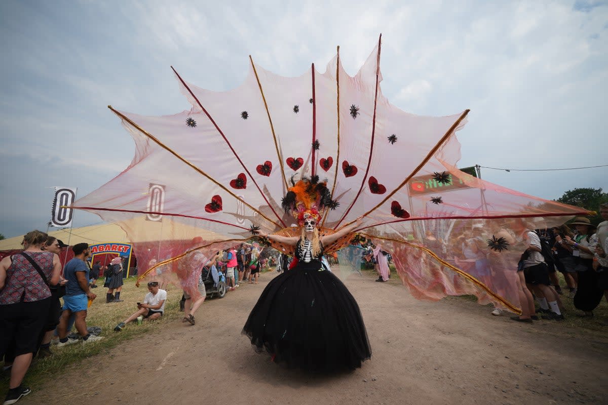 Notting Hill Carnival performers took part in the parade for the first time ever at Glastonbury Festival (PA) (PA Wire)