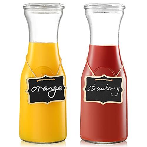 8) Glass Carafe With Lids and Chalkboard Tags (Set of 2)