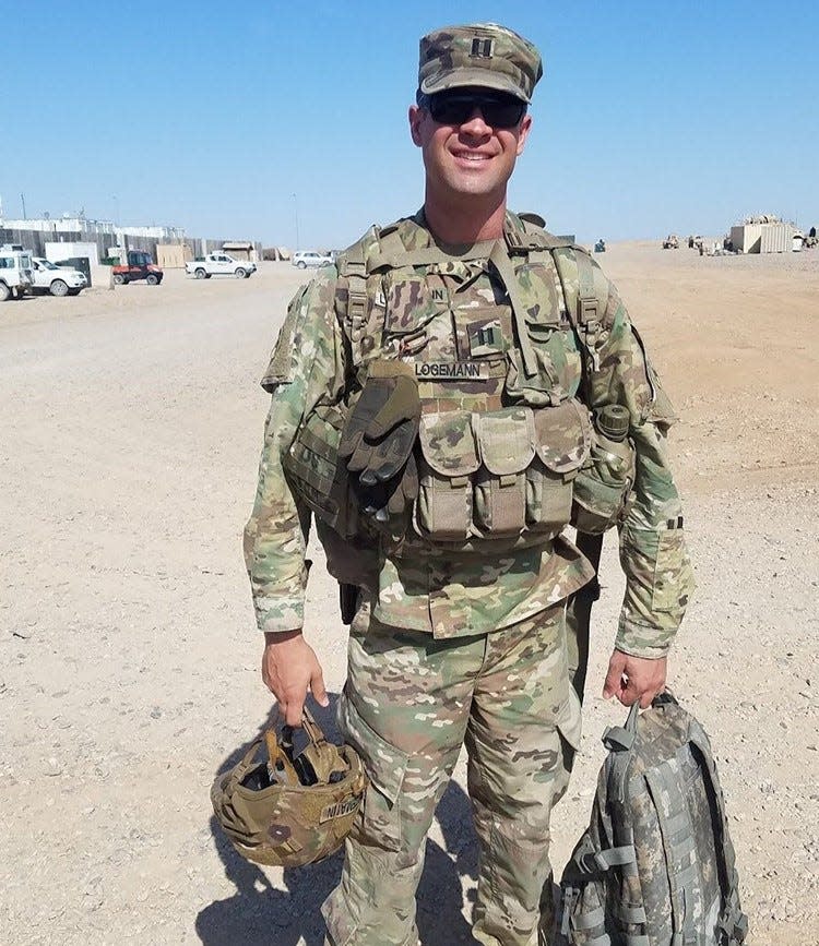 Jonathan Logemann, an Illinois Army National Guard captain, Rockford 2nd Ward alderman and candidate for Congress, poses for a photo while deployed in Afghanistan in 2020.