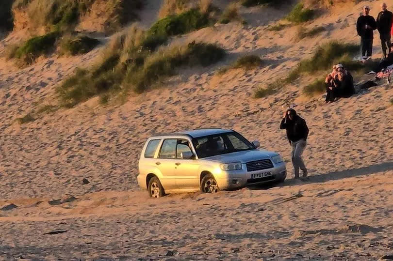 This Subaru Forester heralded the silly season in Cornwall when it drove onto the beach at Constantine Bay near Padstow and got stuck