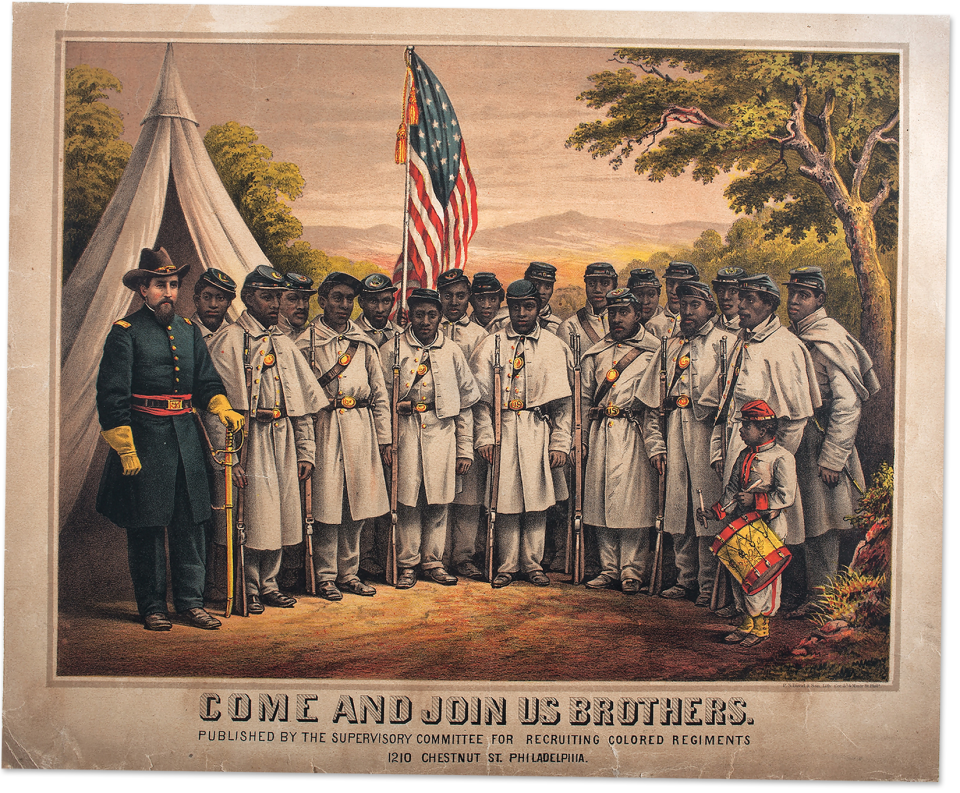 Union Army recruitment poster seeking Black soldiers to be trained at Camp William Penn.