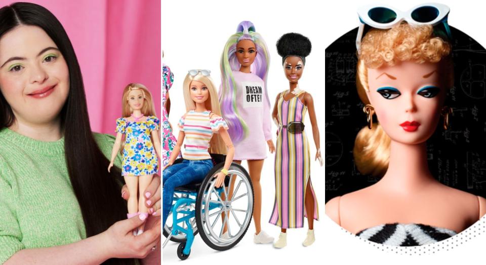 Barbie dolls then to now. (Mattel)