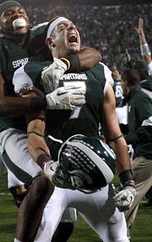 Keith Nichol, a one-time QB, took his place in Spartans lore with his Hail Mary grab
