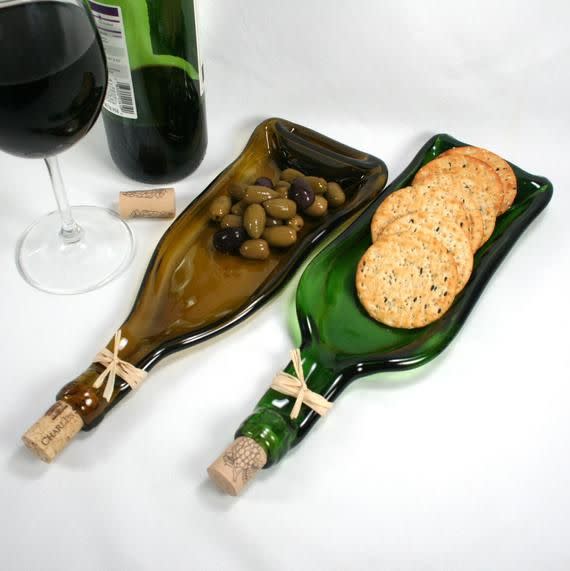 Recycled Wine Bottle Serving Tray with Spreader