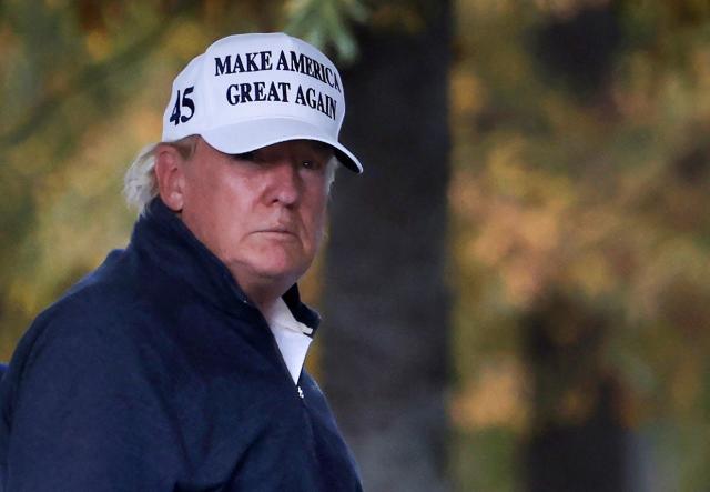 US President wears a Make America Great Again cap while appearing teary-eyed after his election loss. 