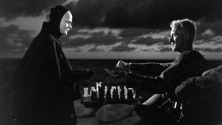 Death playing chess with a medieval knight in The Seventh Seal.