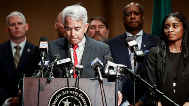 PHOTO: Shelby County District Attorney Steve Mulroy answers questions during a press conference on Thursday, Jan. 26, 2023, after five fired Memphis Police Officers were charged in the murder of Black motorist Tyre Nichols. (Mark Weber/AP)