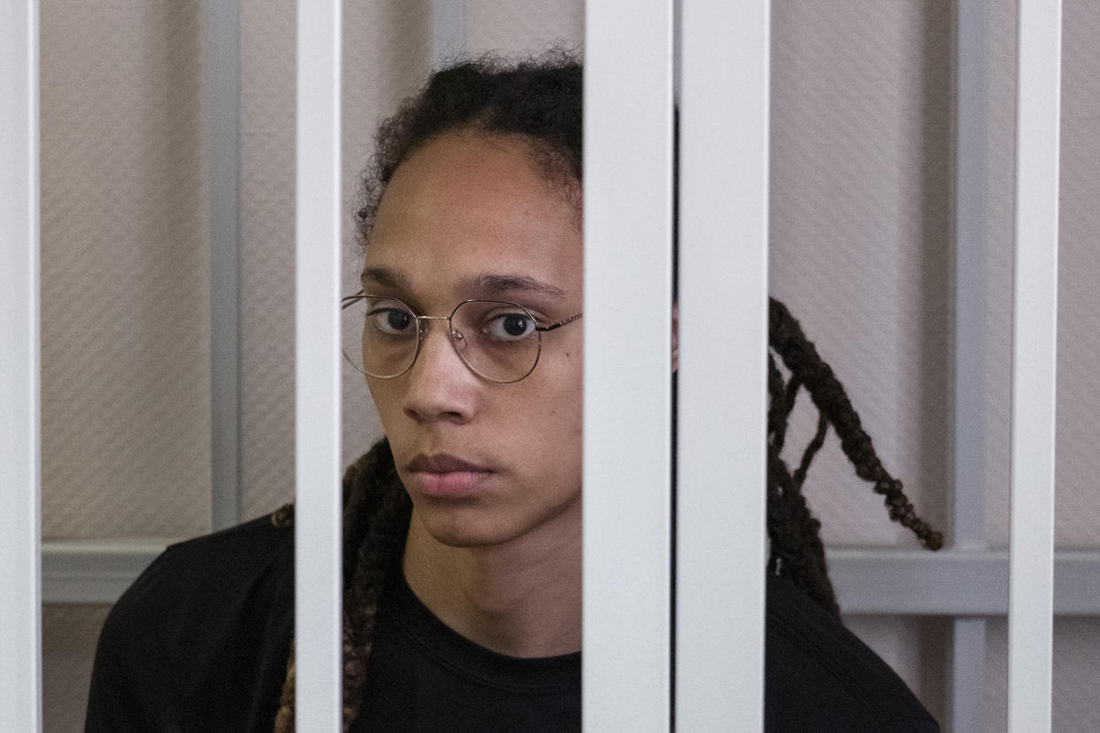 Brittney Griner in court in Moscow.