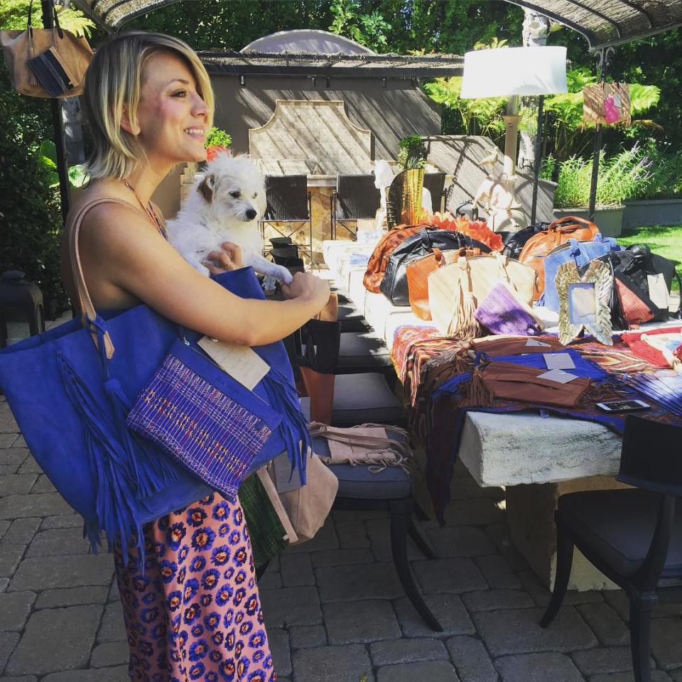 Kaley Cuoco isn't letting heartbreak drag her down. The newly single actress shared a photo of herself on Instagram Saturday with a new family member, a horse named Zaza. It's the first photo of herself that she's posted since announcing her divorce from her husband, Ryan Sweeting, on Friday -- and she is very clearly no longer wearing her wedding ring. <strong> WATCH: Kaley Cuoco Has a Girl’s Night Out After Divorce Announcement</strong> "Welcome to the family, Zaza," the 29-year-old actress wrote. The pic was followed up with two more photos of Cuoco supporting Lindsey Albanese at the launch of her friend's new bag line. "So excited to help my dear friend @lindseyalbanese launch her amazing Mexican bag line @ala_pilar that promotes young entrepreneurs in Mexico and fights human trafficking," she captioned the selfie. "You will love these gorgeous statement pieces." Another photo shows <em>The Big Bang Theory</em> star with a giant grin on her face, modeling one of the bags with her dog, Ruby. Just two hours after Cuoco announced she was divorcing her husband, she was spotted at The Village in Studio City, California, having a girls night out with five of her friends, including her sister, Briana. An eyewitness tells ET that they were having dinner, drinking wine, laughing and animatedly talking about Sweeting. She also shared a photo of Ruby, along with a glass of rosé, on Instagram, captioning the snap, "#Mood." Cuoco and Sweeting were married for 21 months before calling it quits. They tied the knot Dec. 21, 2013, after three months of dating. <strong>WATCH: 12 Times Kaley Cuoco Gushed About Then-Husband Ryan Sweeting</strong> "Kaley Cuoco and Ryan Sweeting have mutually decided to end their marriage," Cuoco's rep told ET on Friday. "They ask for privacy at this time. No further statement will be issued regarding this matter." <strong> WATCH: Kaley Cuoco Divorcing Ryan Sweeting After 21 Months of Marriage</strong> Since announcing the divorce, Cuoco has deleted all photos of Sweeting on Instagram, and unfollowed the 28-year-old tennis player's social media accounts. Sweeting, meanwhile, has completely cleaned out his Instagram and disabled his Facebook page. Watch the video below to see more from Cuoco's night out.