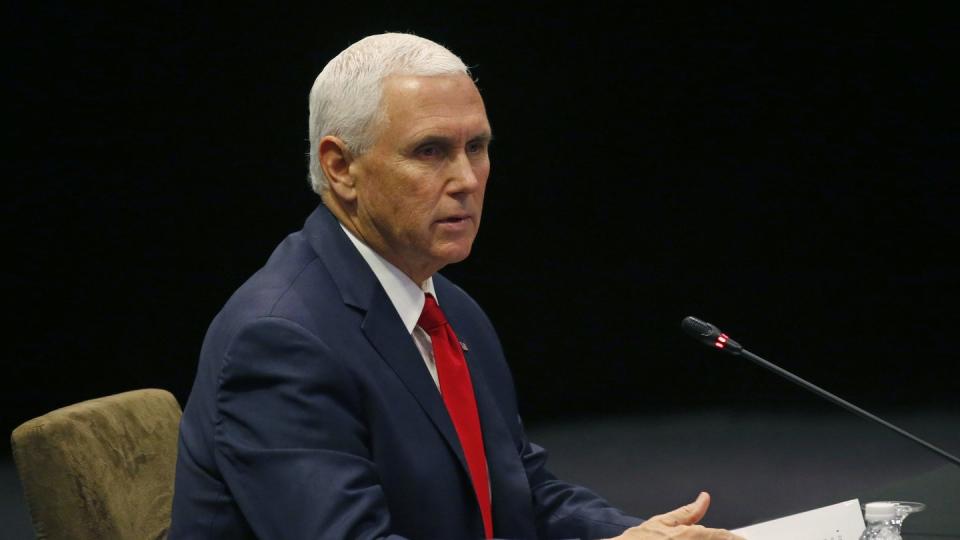 Mike Pence, Vizepräsident der USA, gibt zu Beginn des Asean-USA-Gipfels im Rahmen des 33. Asean-Gipfels eine Erklärung ab. Foto: Bullit Marquez/AP