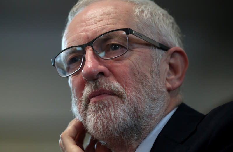 Britain's opposition Labour Party leader Jeremy Corbyn attends a general election campaign meeting in Harlow