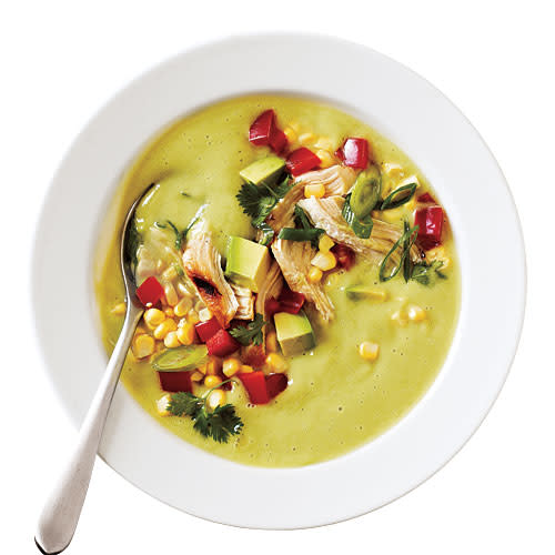 Avocado-Corn Chowder with Grilled Chicken