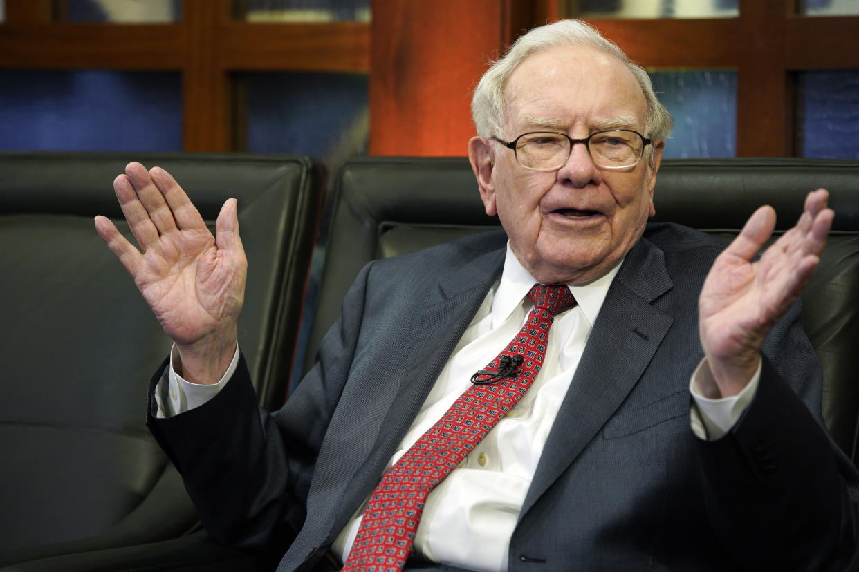 Berkshire Hathaway Chairman and CEO Warren Buffett speaks during an interview.