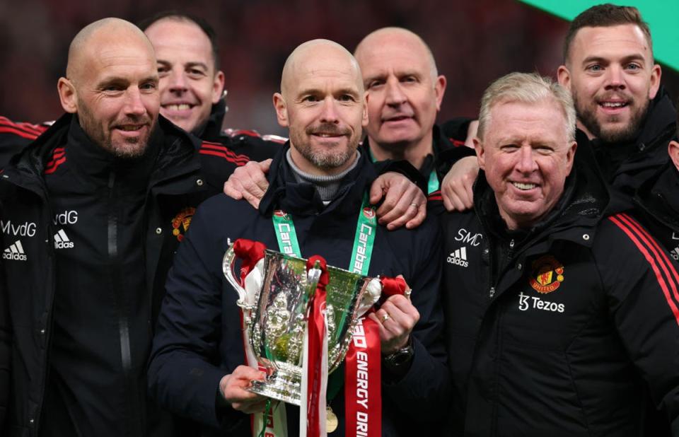 Erik ten Hag has ended United’s six-year trophy drought by winning the Carabao Cup (Getty Images)