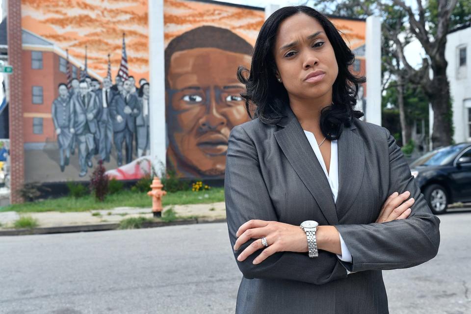 State’s attorney for Baltimore, Md., Marilyn J. Mosby answers media questions on Aug. 24, 2016. <a href="https://www.gettyimages.com/detail/news-photo/states-attorney-for-baltimore-maryland-marilyn-j-mosby-is-news-photo/594876236?adppopup=true" rel="nofollow noopener" target="_blank" data-ylk="slk:Larry French/Getty Images for BET Networks;elm:context_link;itc:0;sec:content-canvas" class="link ">Larry French/Getty Images for BET Networks</a>