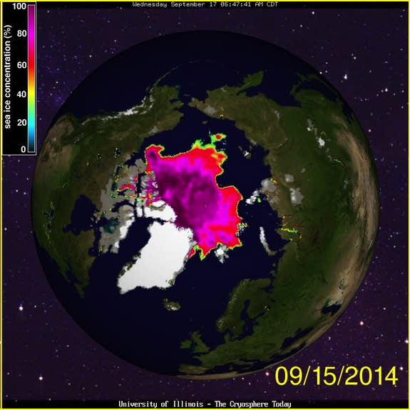 Sea ice concentrations on Sept. 15, 2014.