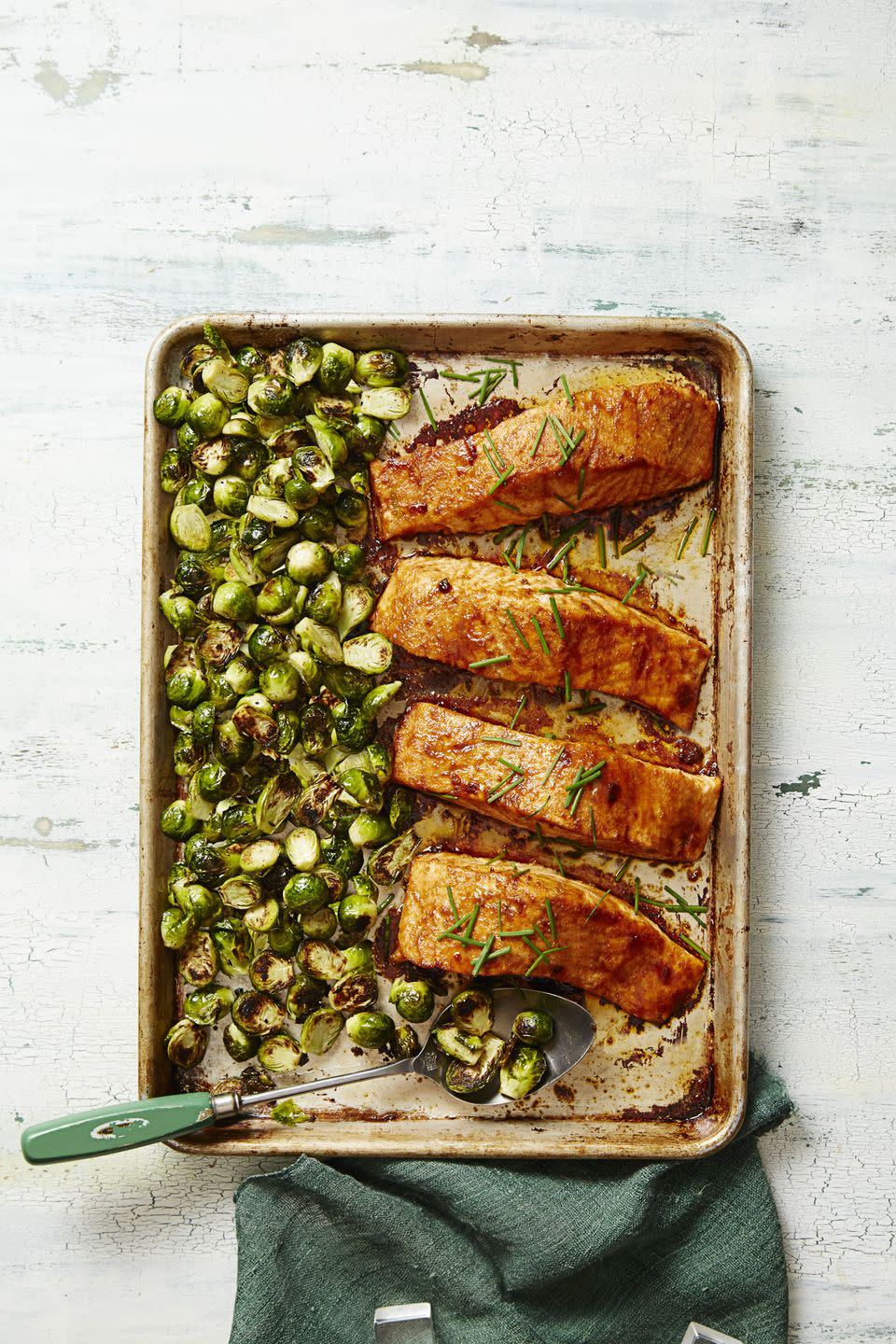 "BBQ" Salmon and Brussels Bake