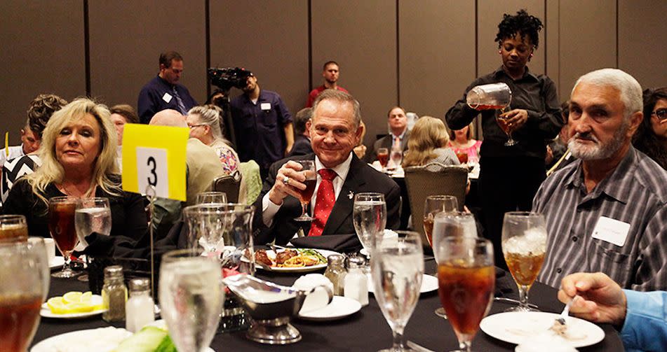 Judge Roy Moore smiles during an event in Alabama titled "Freedom Gala: A Celebration of Freedom." Even there, Alabamians didn't seem to like him. (Photo: Andy Campbell/HuffPost)