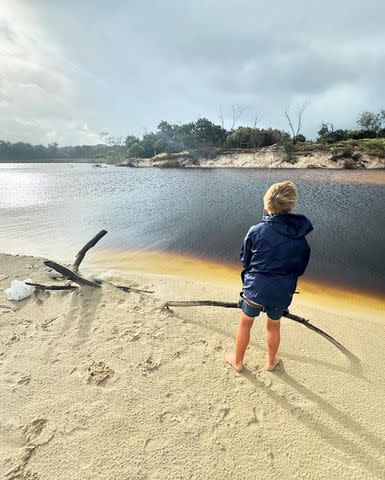 <p>Chris Hemsworth/Instagram</p> Chris Hemsworth's son fishing