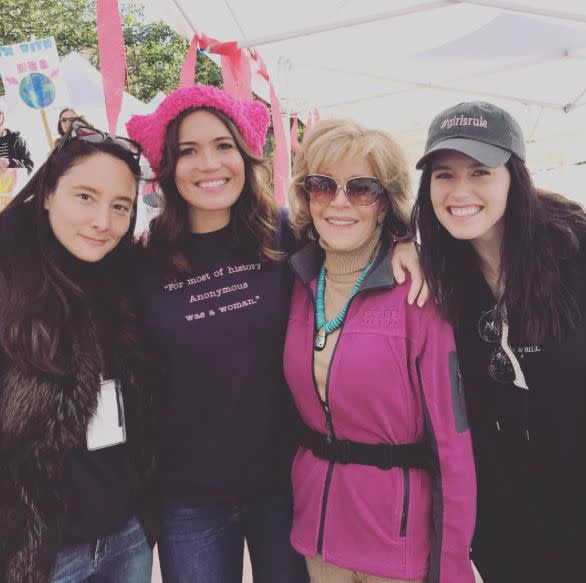 Mandy Moore and Jane Fonda at the Women's March&nbsp;in Los Angeles, California.