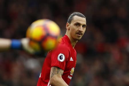 Britain Soccer Football - Manchester United v AFC Bournemouth - Premier League - Old Trafford - 4/3/17 Manchester United's Zlatan Ibrahimovic Action Images via Reuters / Jason Cairnduff