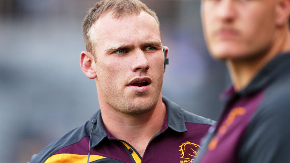 Matthew Lodge, pictured here before the Broncos' clash with Parramatta.