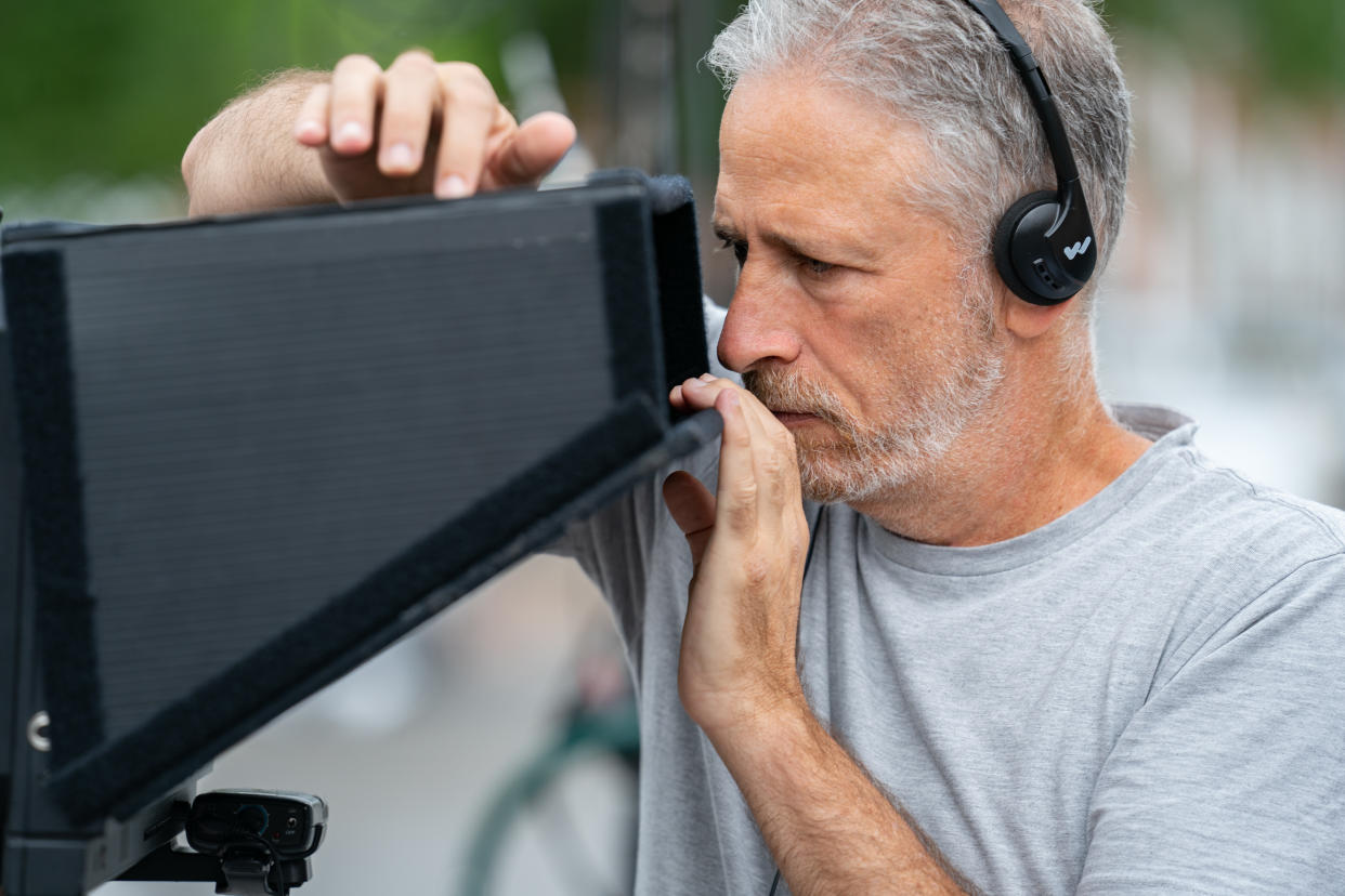 Jon Stewart on the set of the political satire, 'Irresistible,' which he wrote and directed (Photo: Daniel McFadden / Focus Features) 