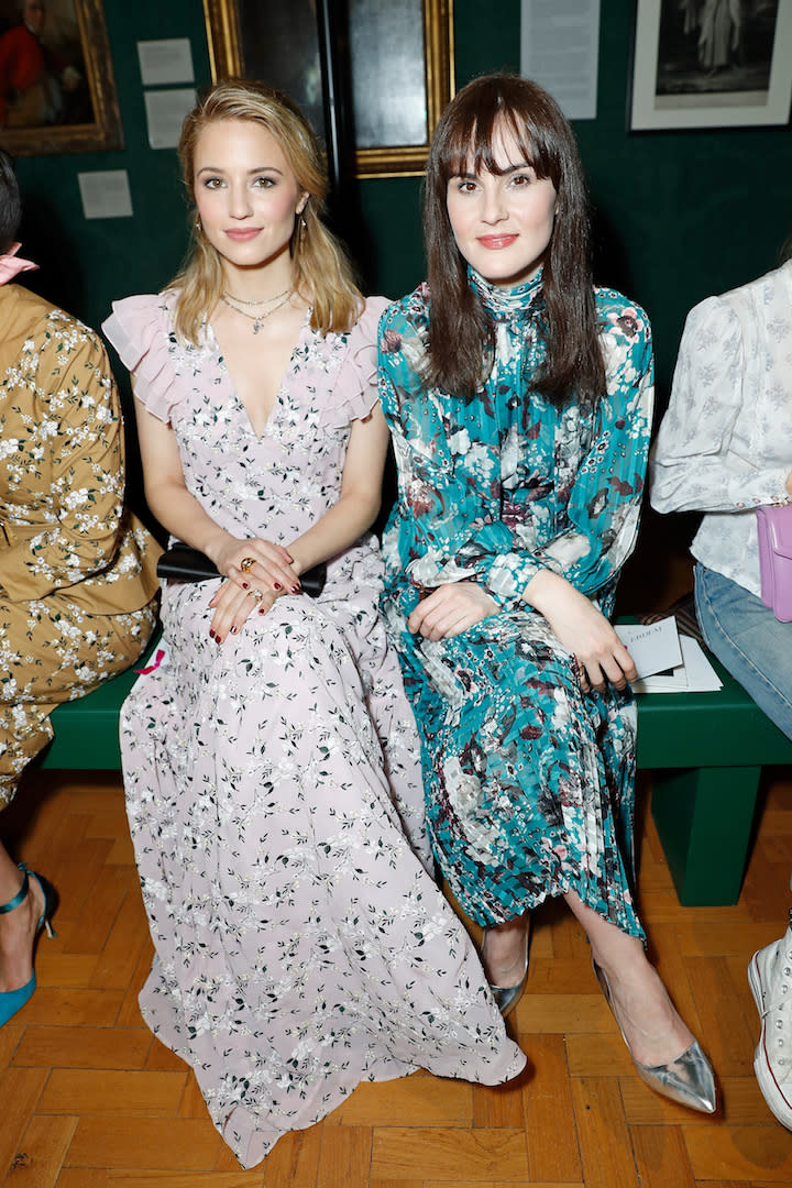 Dianna Agron and Michelle Dockery at the Erdem February 2019 show during LFW