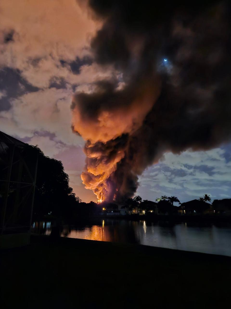 Resident Silvia Taylor captured this image of a massive fuel tanker explosion on Florida's Turnpike west of Boynton Beach that shut down all lanes of the highway and caused backups during rush hour all morning.