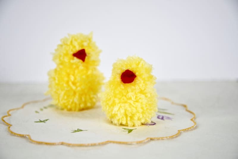Pom pom Easter egg chick craft.