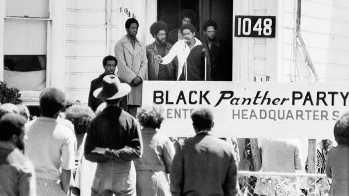 In this Aug. 13, 1971 photo, Bobby Seale, chairman of the Black Panther Party, addresses a rally outside the party headquarters in Oakland, California, urging members to boycott certain liquor stores. (Photo: AP)